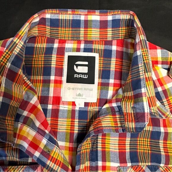 G-Star Raw Men's Multicolor Anderson Keith Plaid Short Sleeve Shirt Size Large - Picture 11 of 14